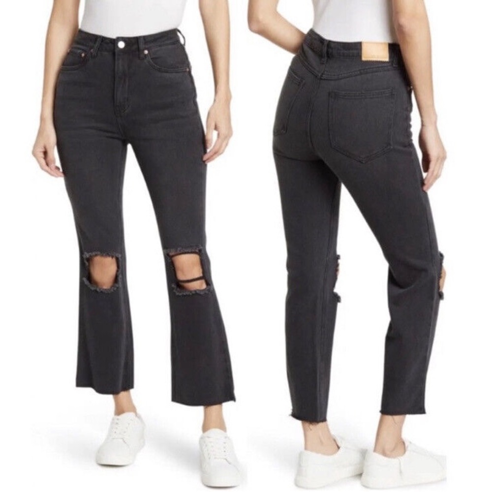 NWT Avec Les Filles High Rise Straight Leg Cropped Jeans in Vintage Black Sz 30